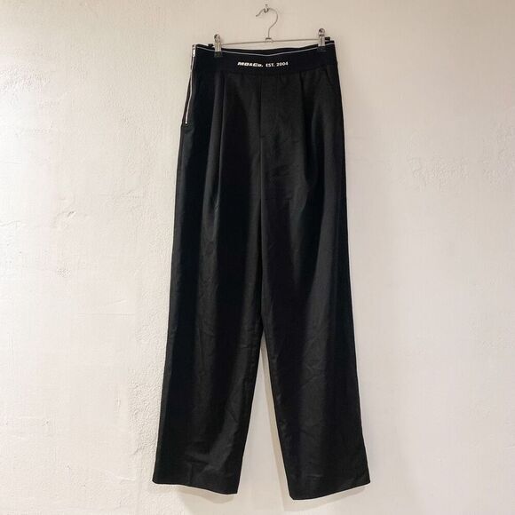 Mo&Co Logo High Waist Straight Leg Pants in Black Large - Picture 1 of 10